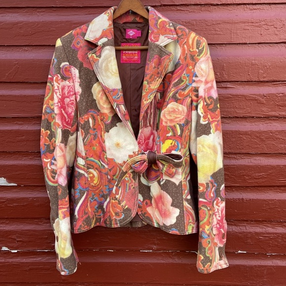 Oilily Jackets & Blazers - Oilily Vintage Y2K Floral Wool Blend Tie Front Blazer Jacket Women's Size M
